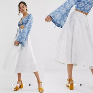 Ghospell Midi Skirt with Pleated Hem